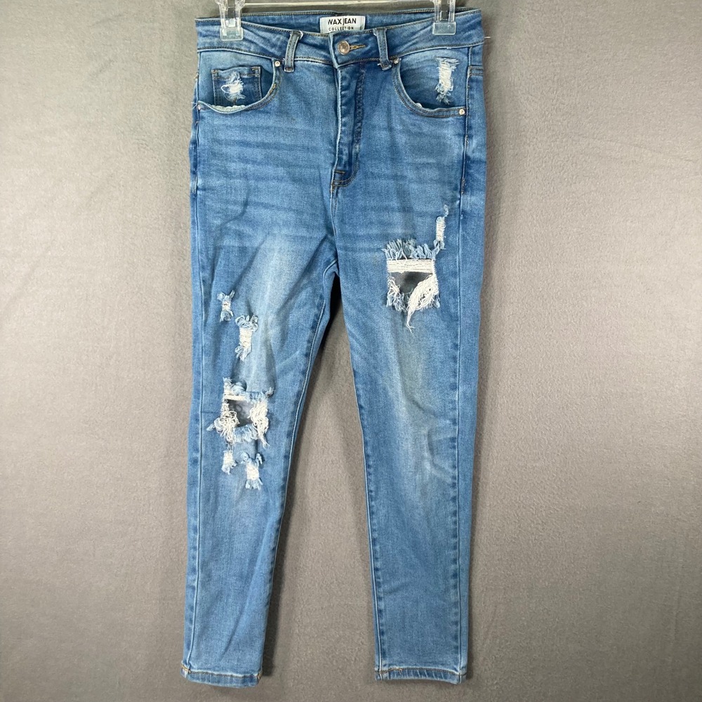 Wax Jeans‎ Womens 11/30 Distressed Skinny High Rise Ripped Denim
